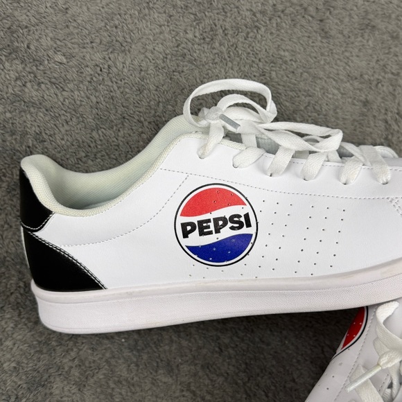 PEPSI Shoes Men’s 12 White Sneakers Lace Up Casual Athletic Retro Tennis Logo - Picture 7 of 12